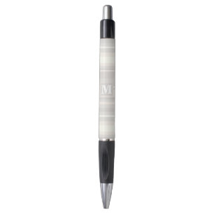 Stylo Monogramme rayures beiges