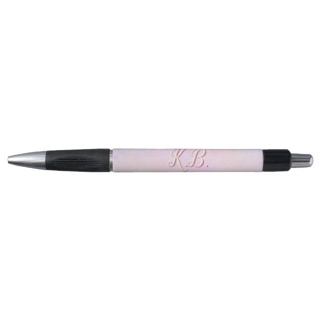 Stylo Monogramme rose aquarelle fantaisiste  (Devant)