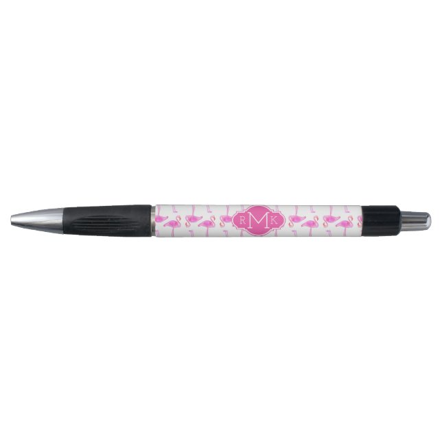 Stylo Monogramme rose du motif | de Flamant rose (Devant)