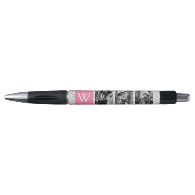 Stylo Monogramme rose et collage photo (Devant)