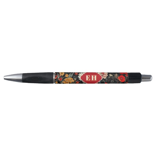 Stylo Monogramme rouge et crème foncé (Devant)