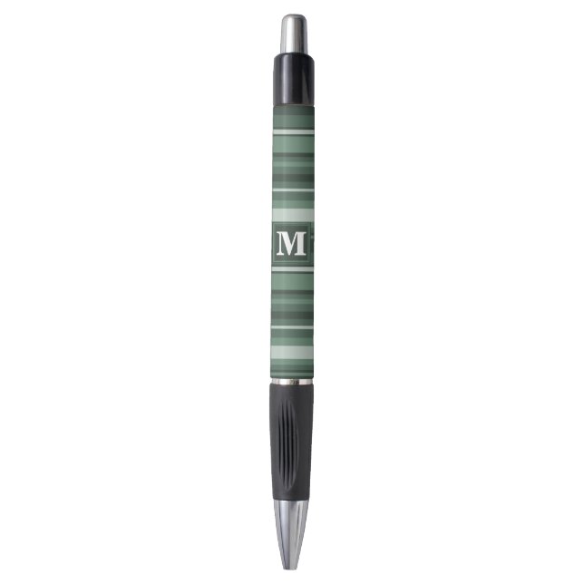 Stylo Monogramme sauge bandes vertes (Devant (Vertical))