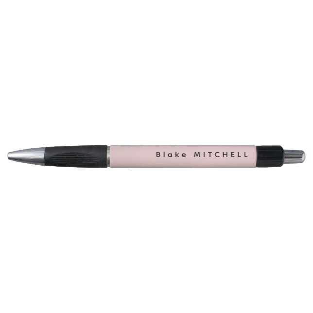 Stylo Monogramme simple Nom Moderne Blush Rose (Devant)