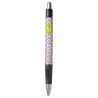 Monogramme violet et vert Motif Ikat