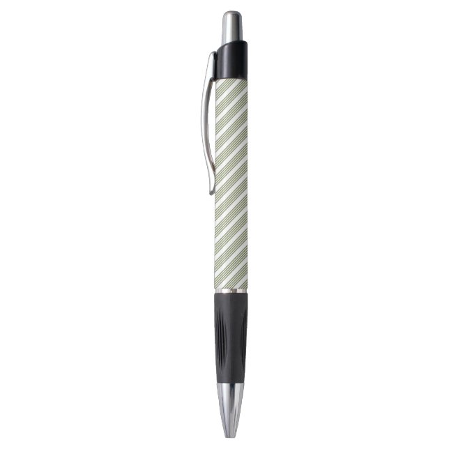 Stylo Motif à cinq bandes vert et blanc olive (Haut (Vertical))