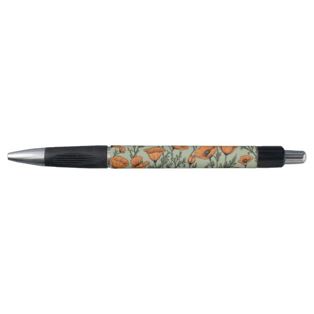 Stylo Motif à fleurs orange de Californie (Devant)