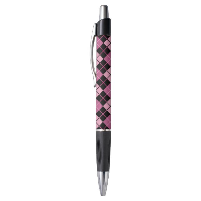 Stylo Motif à motifs de losanges dans le noir et le rose (Haut (Vertical))