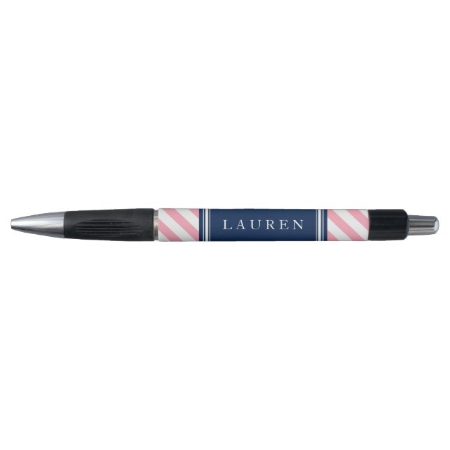 Stylo Motif à rayures rose et bleu (Devant)