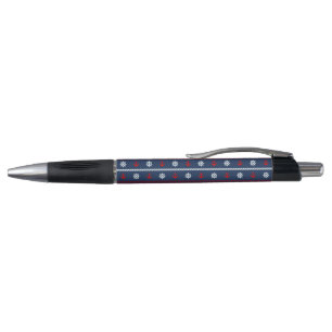 Stylo Motif blanc et bleu rouge d'océan
