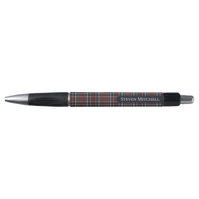 Stylo Motif carreau classique bleu foncé rouge vert (Devant)
