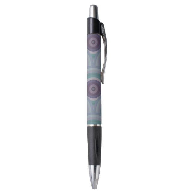 Stylo Motif Cercles Rétro Violet et Vert (Bas (Vertical))