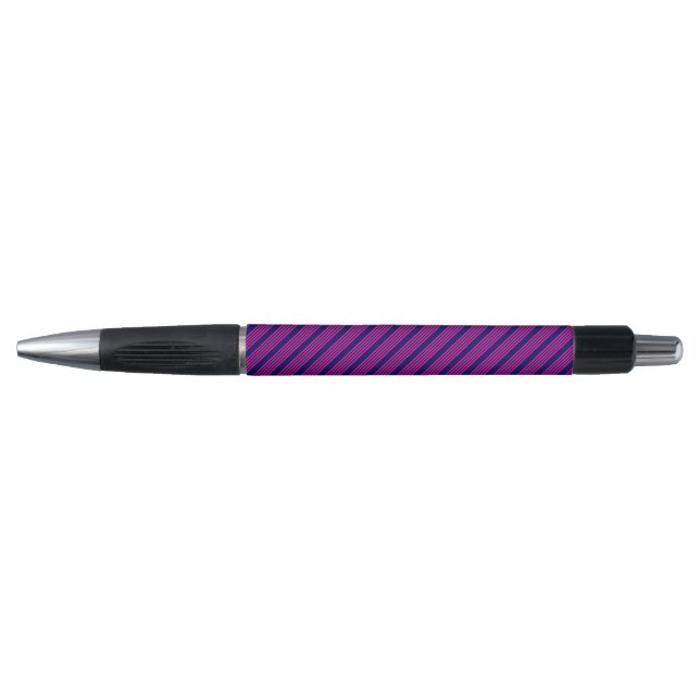 Stylo Motif cinq rayures fuchsia et bleu marine (Devant)