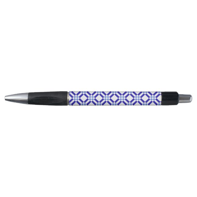 Stylo Motif classique Carré bleu et blanc (Devant)