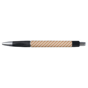 Stylo Motif couleur orange brun et beige cinq rayures