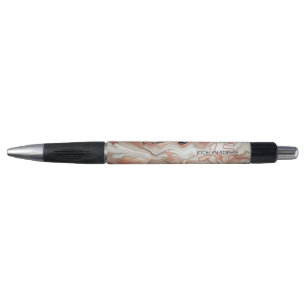 Stylo Motif d'art en marbre noir gris rose rose