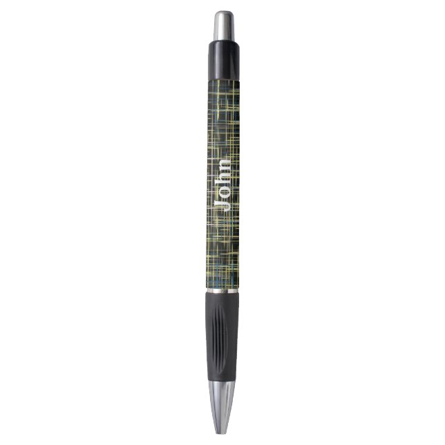 Stylo Motif d'art Lignes de grille jaune (Devant (Vertical))