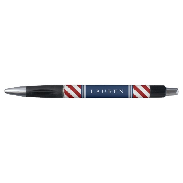Stylo Motif de bandes rouge et bleu (Devant)