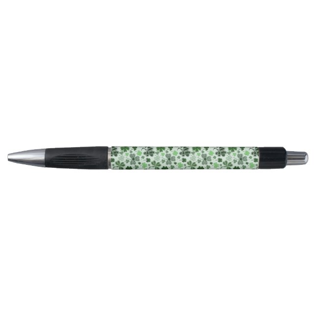 Stylo Motif de cœurs de trèfle vert clair ludique celtiq (Devant)