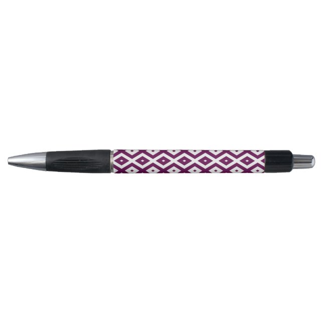 Stylo Motif de diamant blanc et violet de prune (Devant)