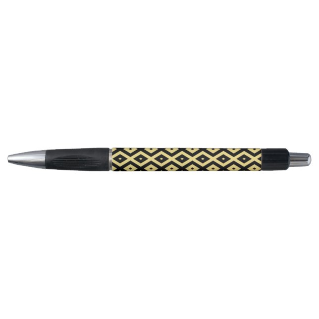 Stylo Motif de diamant jaune citron et noir (Devant)