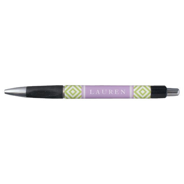 Stylo Motif de diamants verts et de lavande (Devant)
