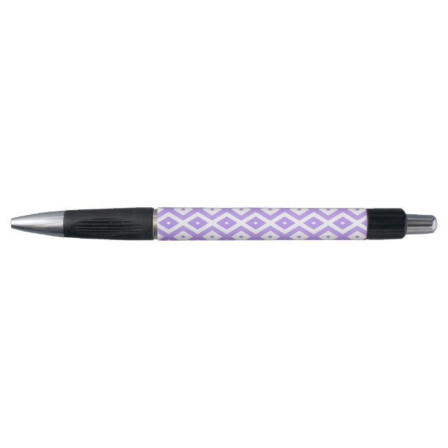 Stylo Motif de diamants violet et blanc (Devant)