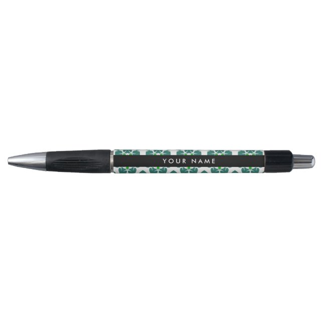 Stylo Motif de feuille, feuilles vertes, votre nom (Devant)