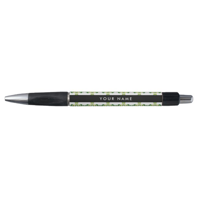 Stylo Motif de feuille, feuilles vertes, votre nom (Devant)