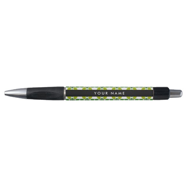 Stylo Motif de feuille, feuilles vertes, votre nom (Devant)