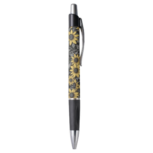 Stylo Motif de fleur Suzanne jaune à oeil noir (Bas (Vertical))
