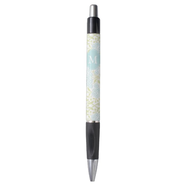 Stylo Motif de floraison de vert et de menthe monogramme (Devant (Vertical))