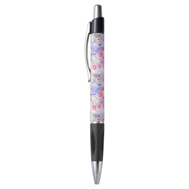 Stylo Motif de licornes et de roses (Haut (Vertical))
