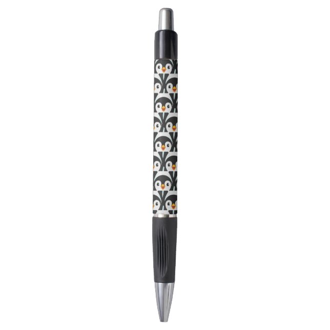 Stylo Motif de manchot moderne noir et blanc (Devant (Vertical))