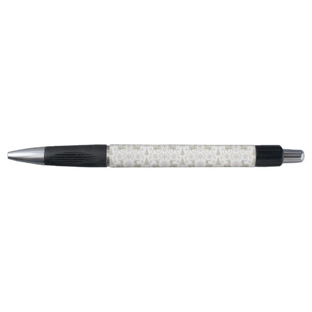 Stylo Motif de Noël rustique moderne argent/blanc (Devant)