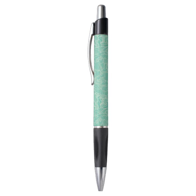 Stylo Motif de pivoine de turquoise (Haut (Vertical))