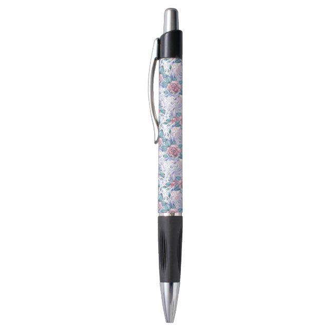 Stylo Motif de rose de rose et de bleu (Haut (Vertical))