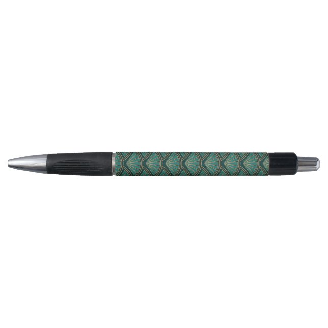 Stylo Motif de style Art déco en vert turquoise (Devant)