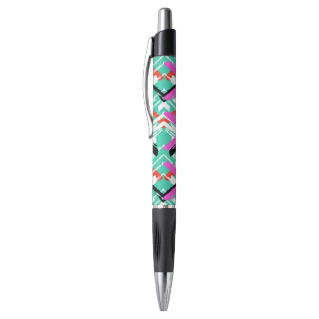 Stylo Motif de zigzag turquoise tiré par la main (Haut (Vertical))