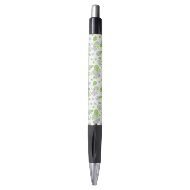 Stylo Motif Des Eléphants, Eléphants Mignons - Grey Vert (Devant (Vertical))