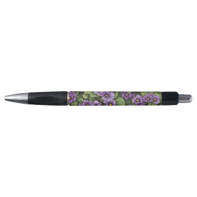 Stylo Motif des fleurs de violet d'Afrique (Devant)