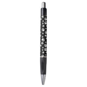 Stylo Motif des pattes, Empreintes de pattes, noir et bl