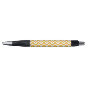 Stylo Motif diamant jaune et blanc soleil