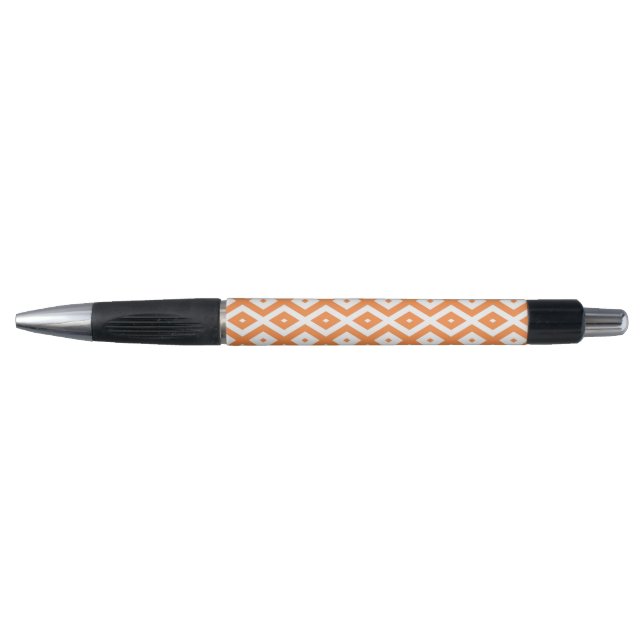 Stylo Motif diamant orange et blanc (Devant)