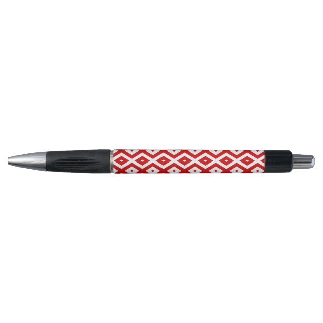 Stylo Motif diamant rouge et blanc (Devant)