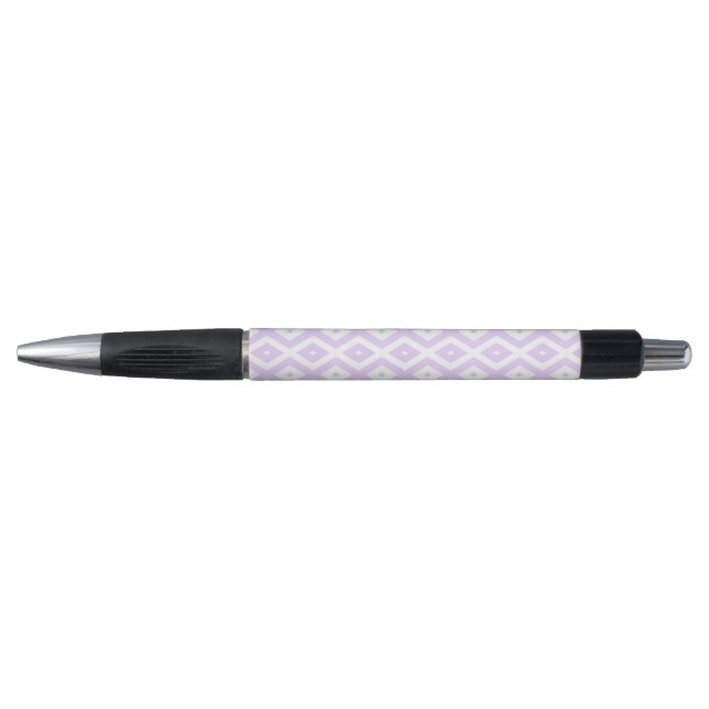 Stylo Motif diamant violet lilas et blanc (Devant)