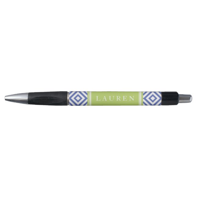 Stylo Motif Diamants bleus et verts (Devant)