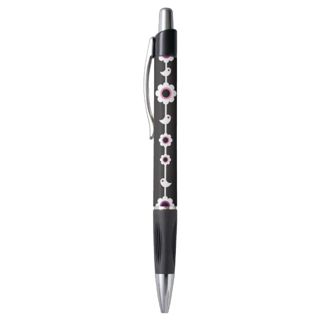 Stylo motif d'oiseau et de fleurs (Haut (Vertical))