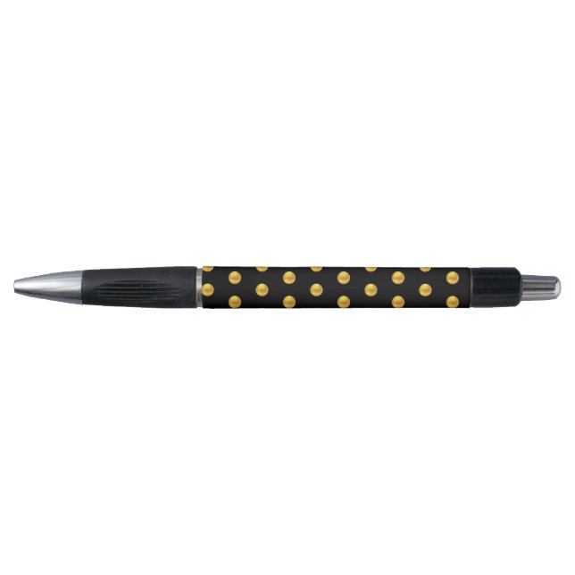 Stylo Motif élégant de confettis dorés sur fond noir (Devant)