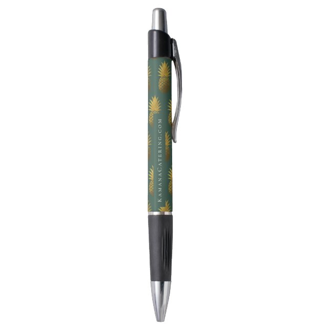 Stylo Motif élégant de l'ananas en or sur vert (Bas (Vertical))