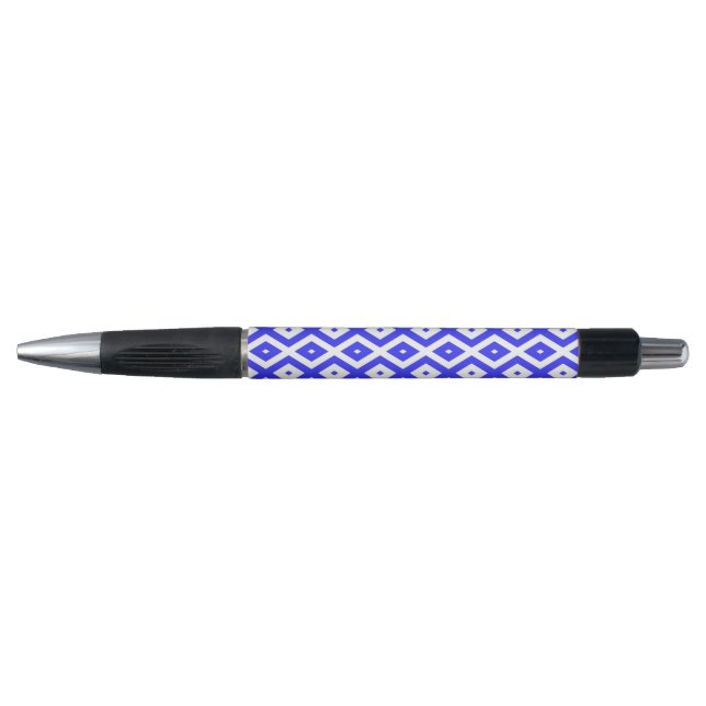 Stylo Motif en diamant bleu et blanc (Devant)
